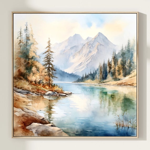 Mountain Landscape Banff Painting Canada Watercolor Art Print Mountain Lake Wall Art National Park Artwork Home Decor Gift Art