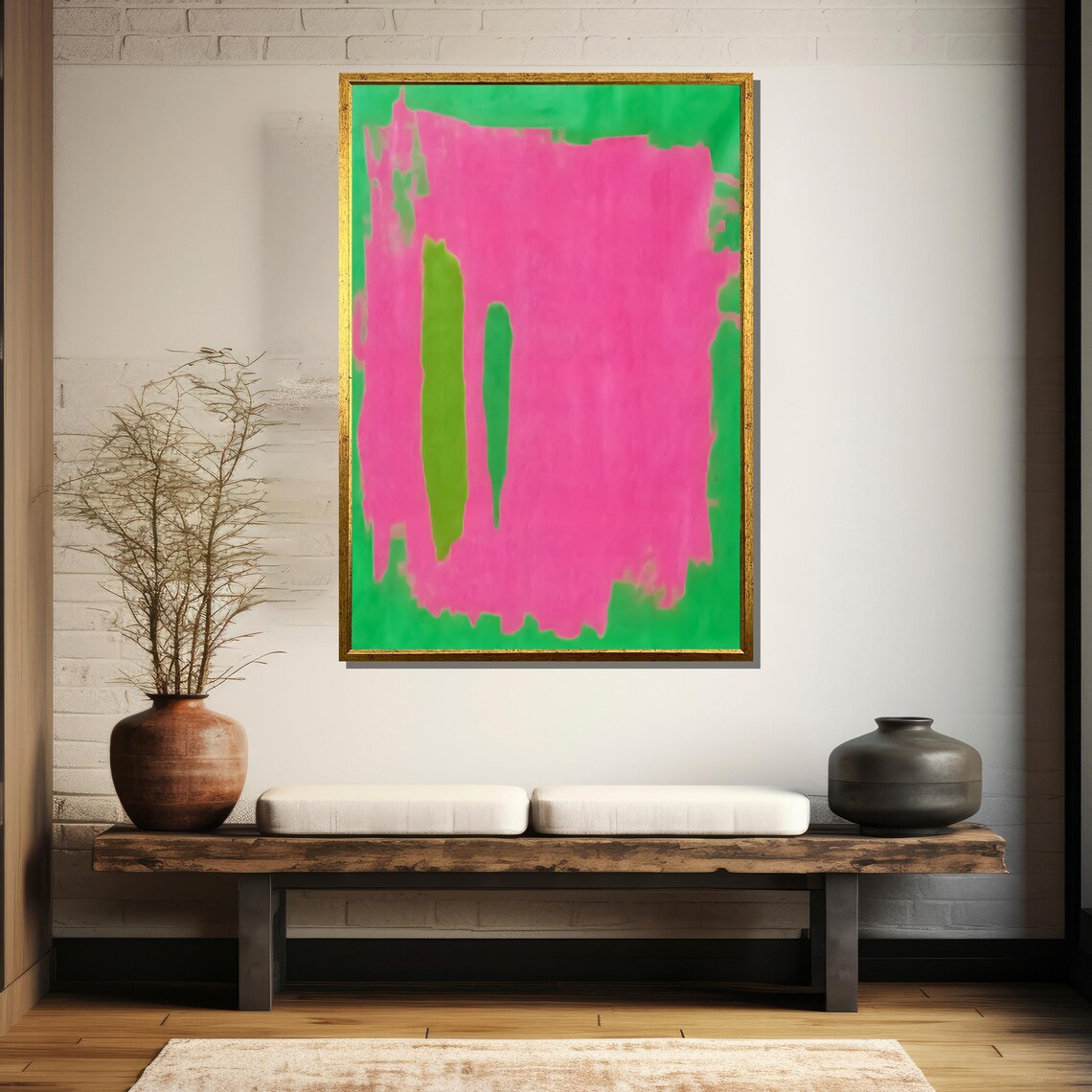 Pink And Green Color Field Abstract Soft Modern Calm Art Poster - Image 5
