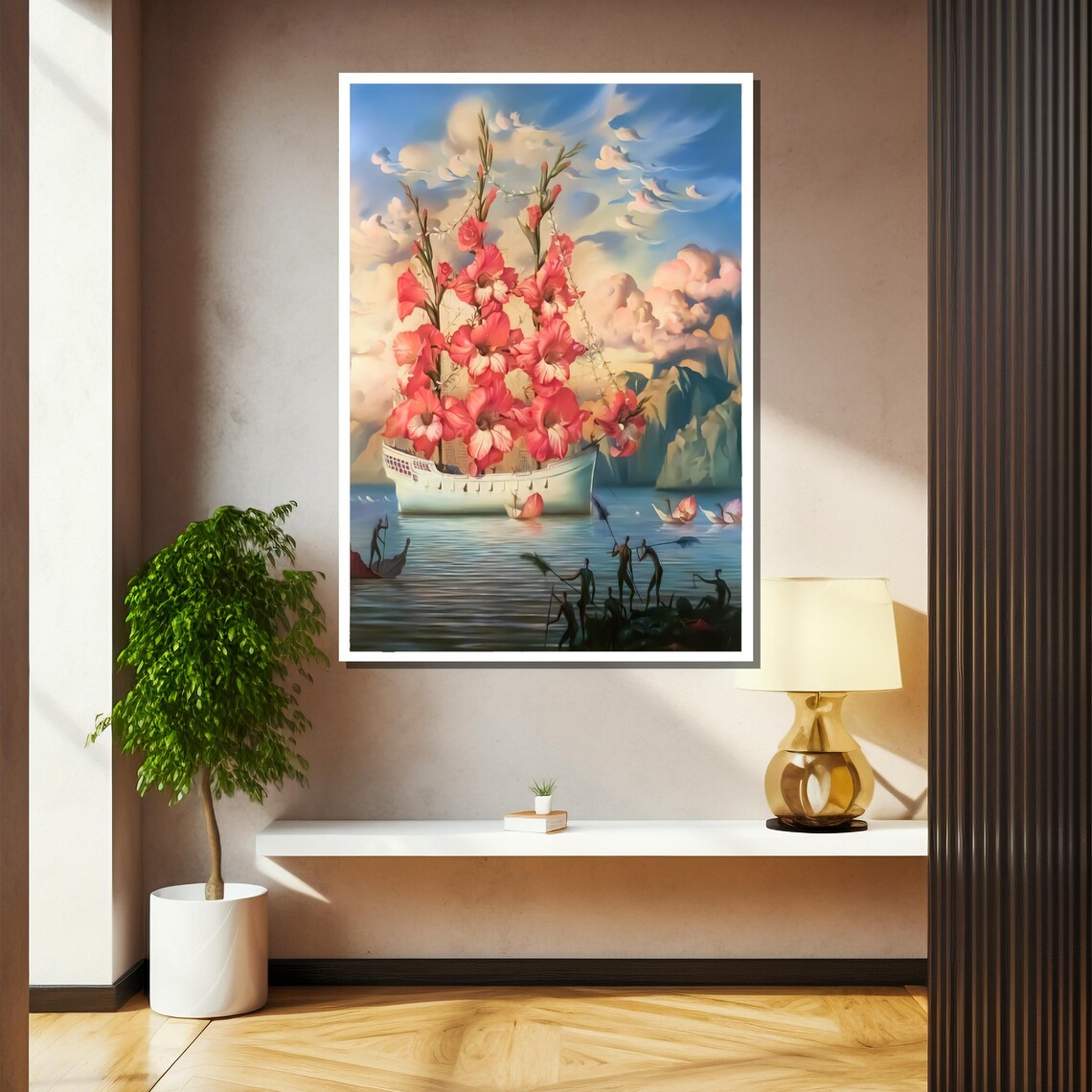 Surreal Flower Ship, Fantasy Nature Art Print - Image 2