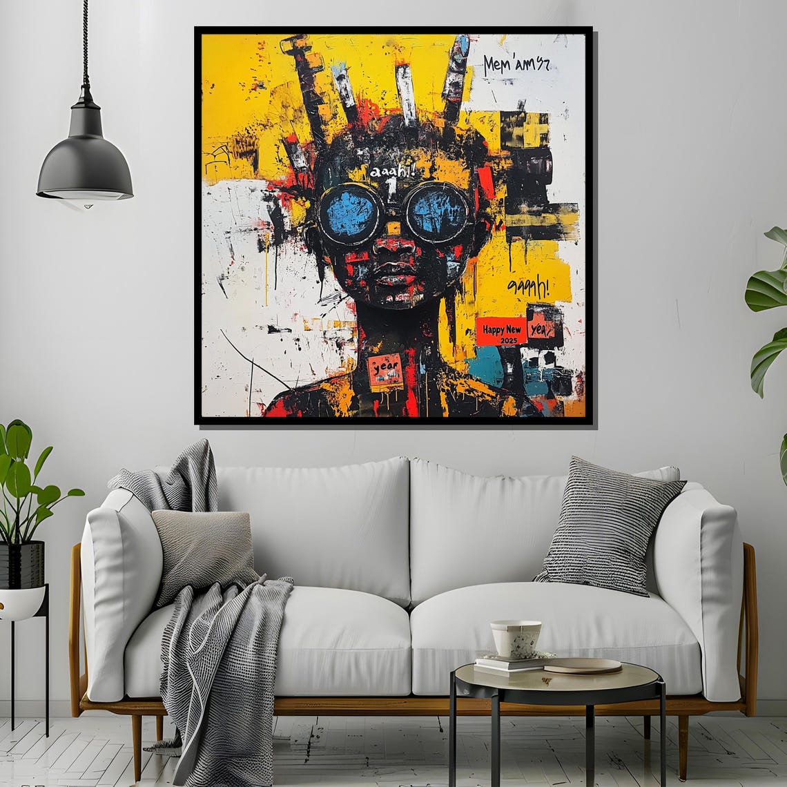 Abstract Goggles Face Happy New Year 2025 Bold Street Art Poster - Image 4