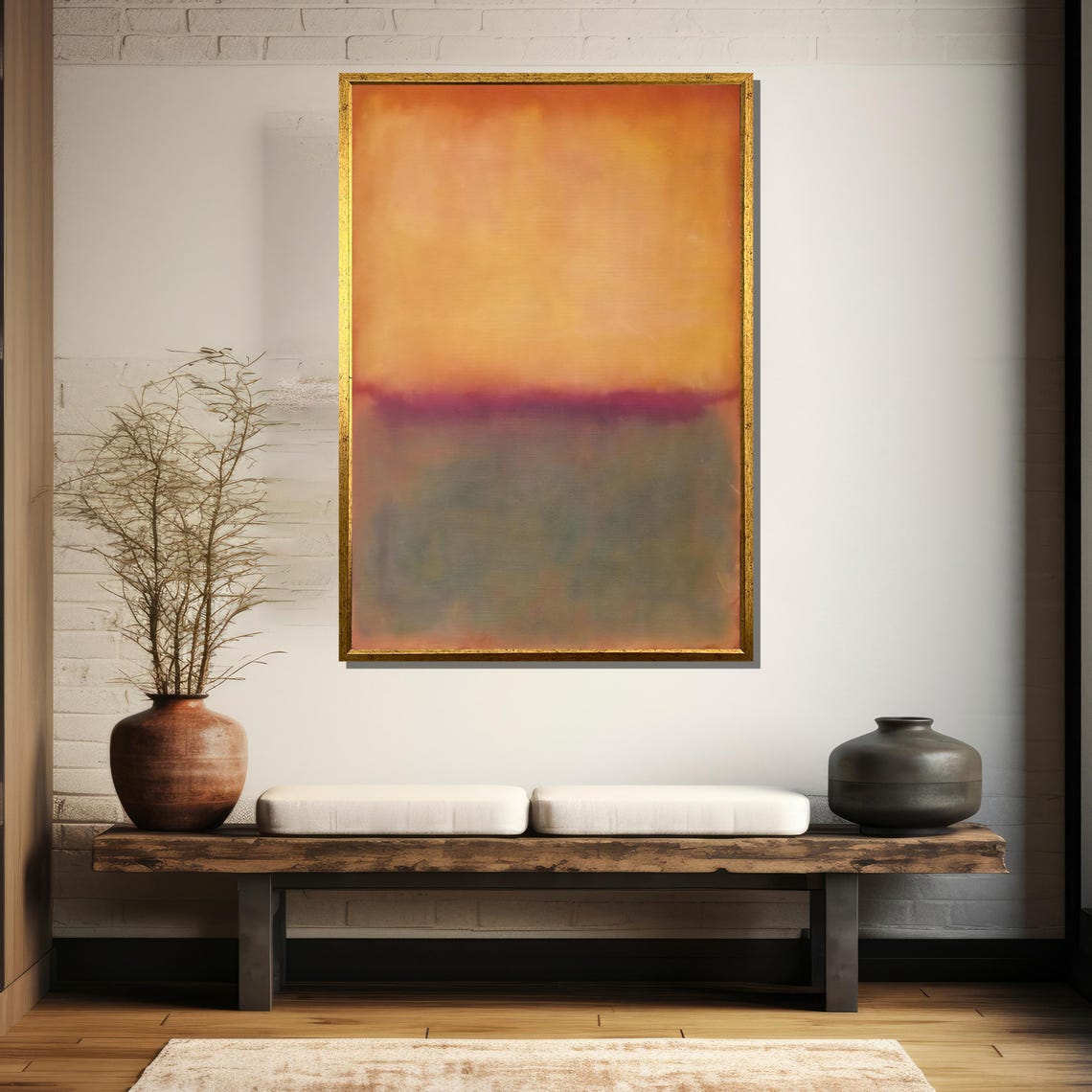 Warm Sunset Glow Over Misty Gray Abstract Color Field Poster - Image 5