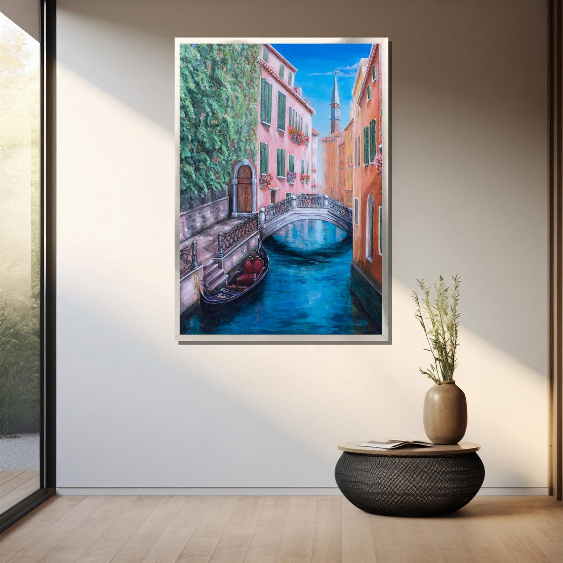 Venetian Canal Painting Elegant Gondola And Bridge Scene Perfect Art Gift For Travel And Architecture Lovers - Image 3