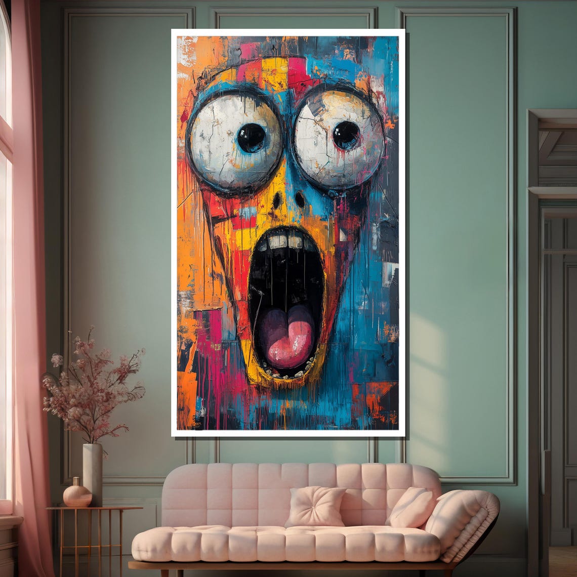 Abstract Surreal Face Painting Expressionist Graffiti Art Bold Colorful Wall Decor Modern Pop Art Print Unique Gift Idea - Image 2