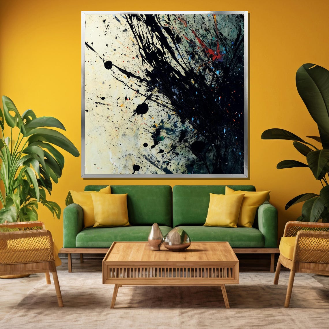 Vibrant Red Paint Splatter on Black Background Bold Abstract Poster - Image 3
