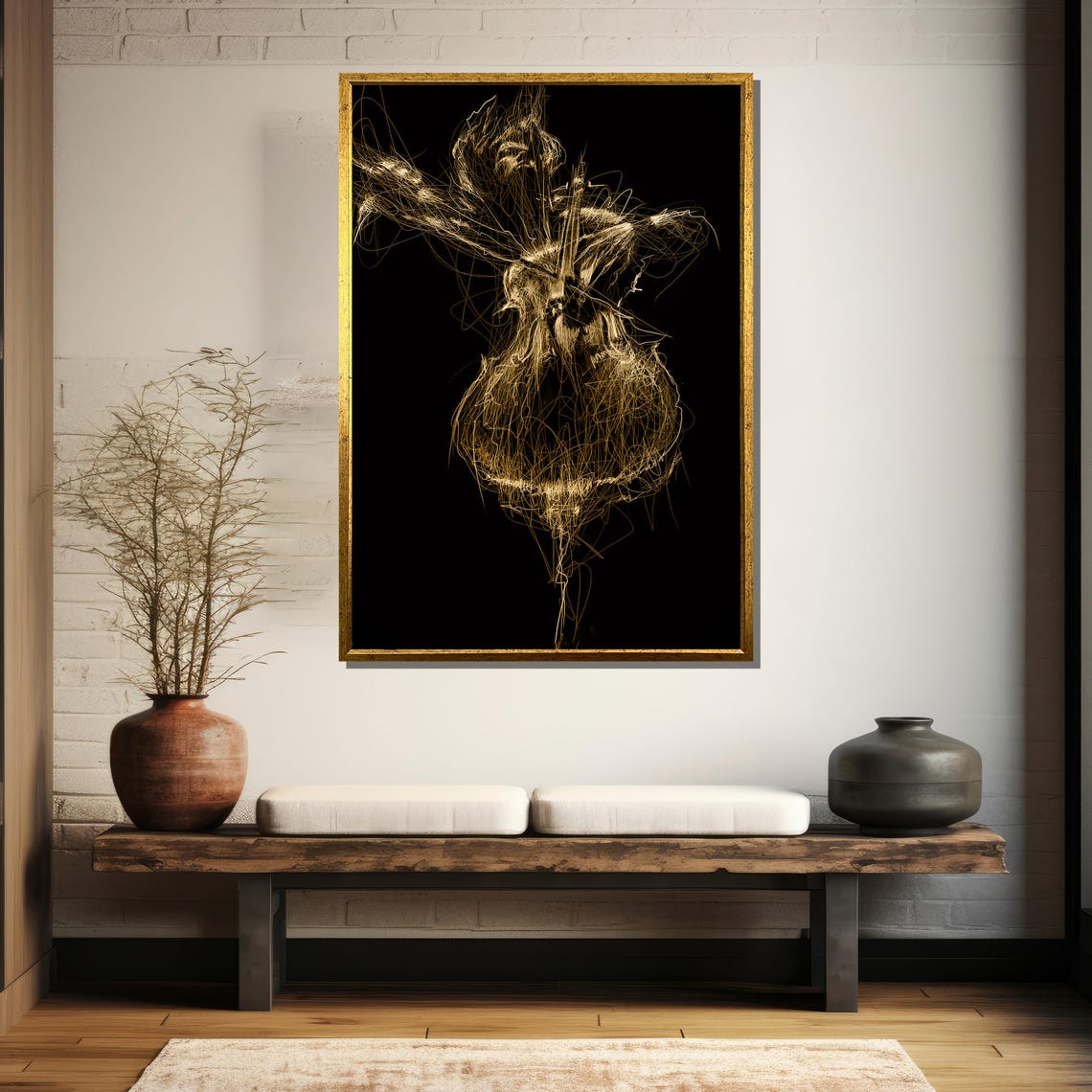 Abstract Golden Ballerina Painting Elegant Dance Inspired Art Unique Wall Gift For Art Lovers - Image 5