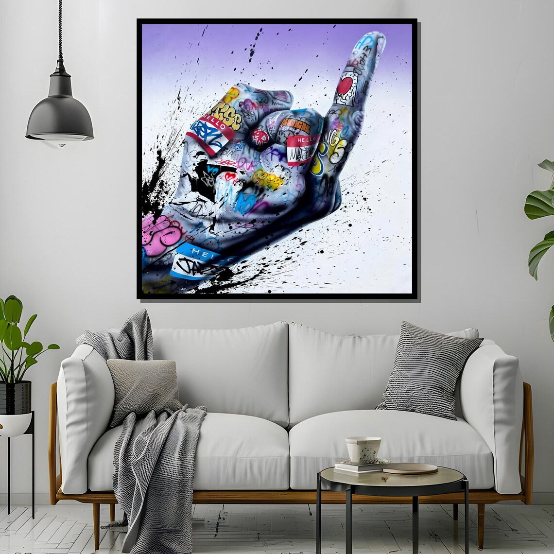 Graffiti Covered Hand Pointing Upward Street Art Urban Poster - Image 4