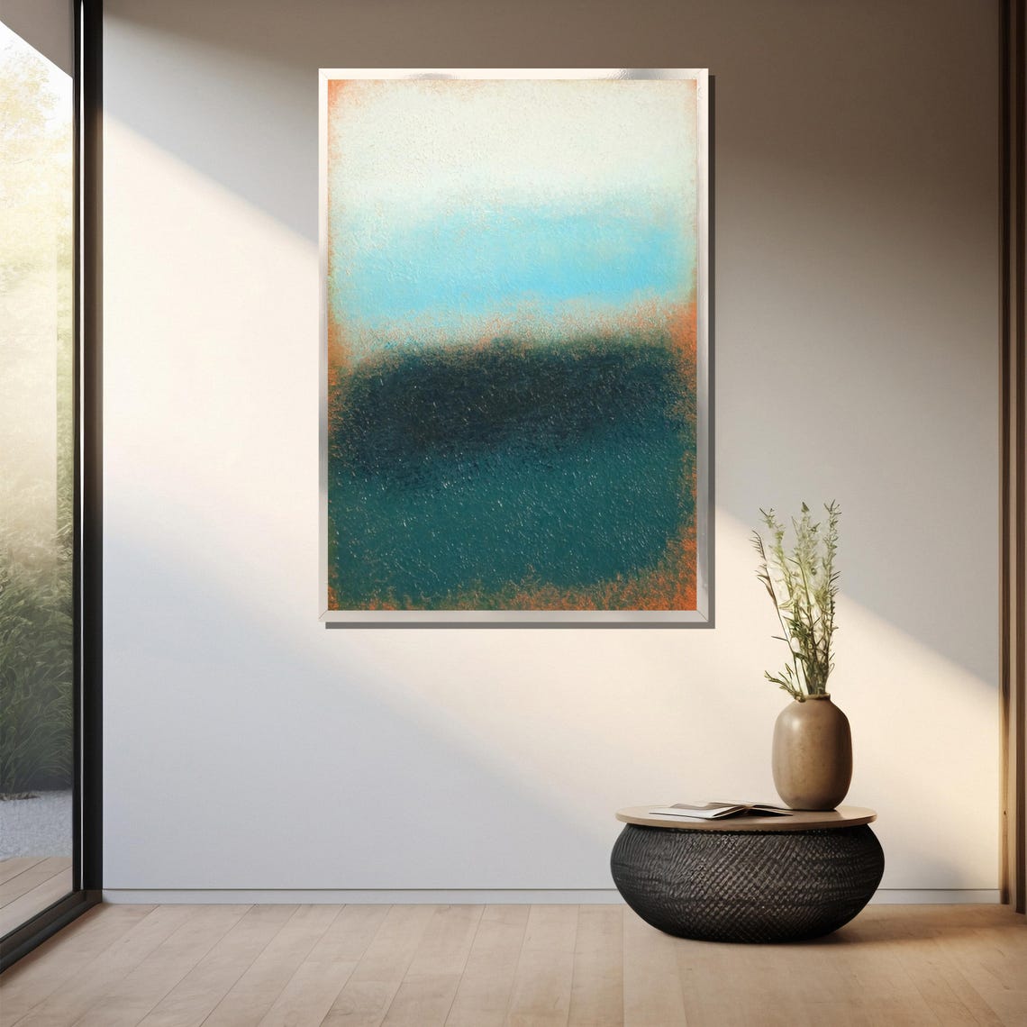 Tranquil Blue and Earthy Gradient Abstract with Textured Finish Poster - Image 3