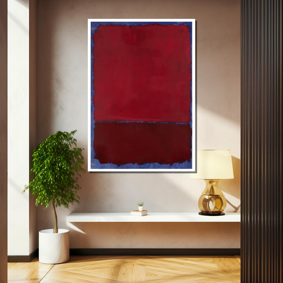 Rich Red Over Deep Burgundy Layers Minimalist Abstract Poster - Image 2