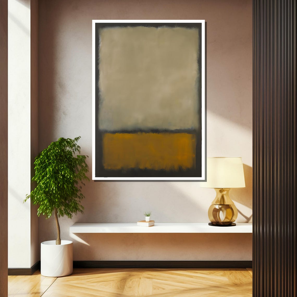 Warm Gray Over Golden Ochre Blocks Minimalist Abstract Poster - Image 2