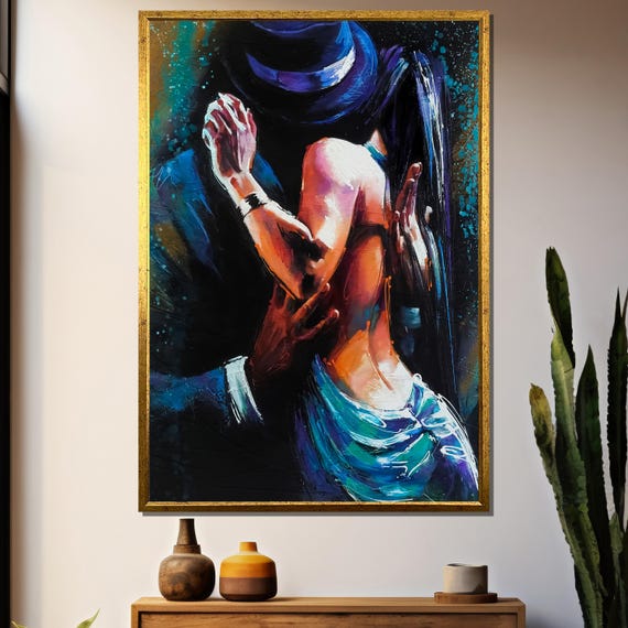 Passionate Dance Embrace Painting Expressive Artwork Gift For Dance Lovers And Modern Home Decor