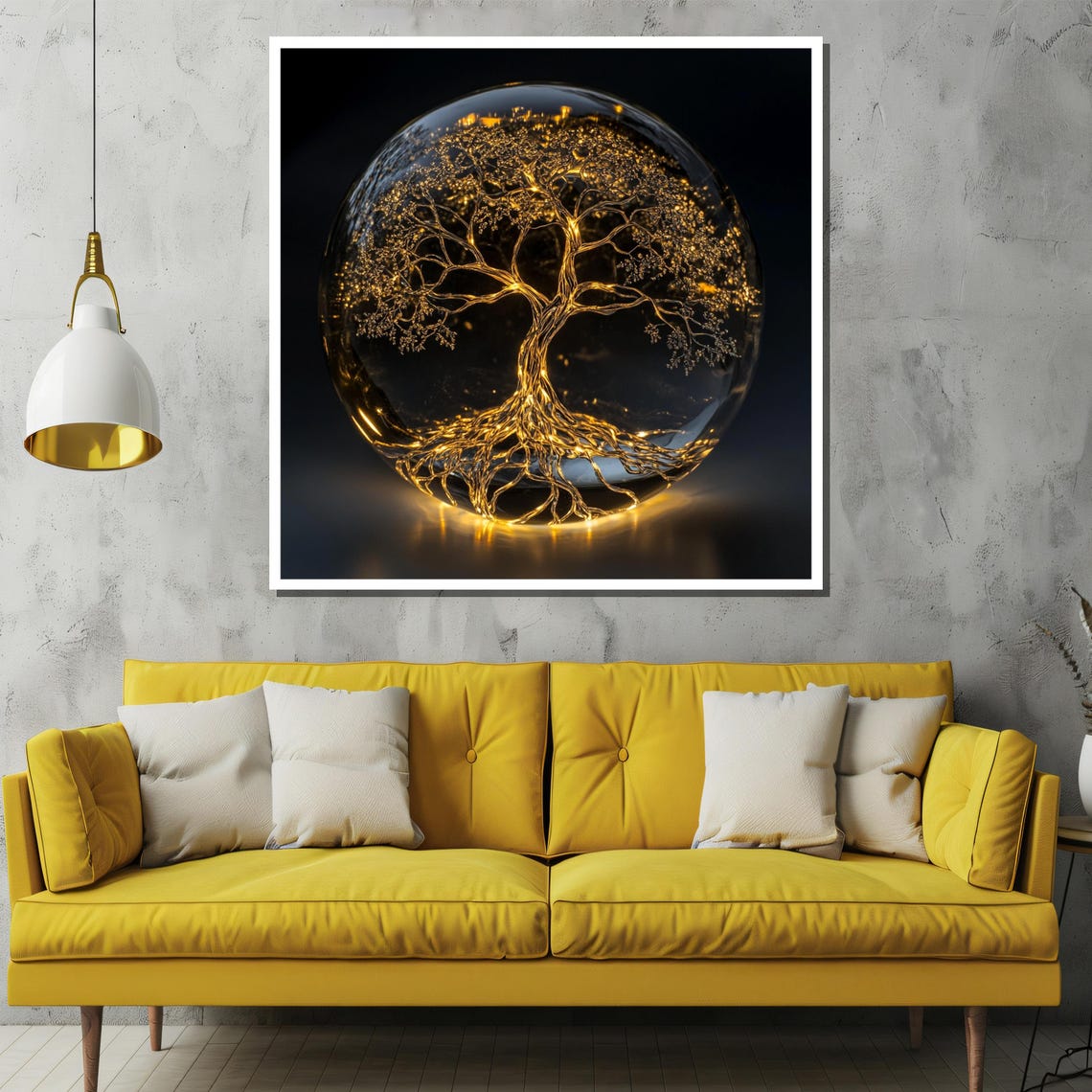 Luminous Tree Of Life Encased In A Radiant Glass Globe Art Piece - Image 2