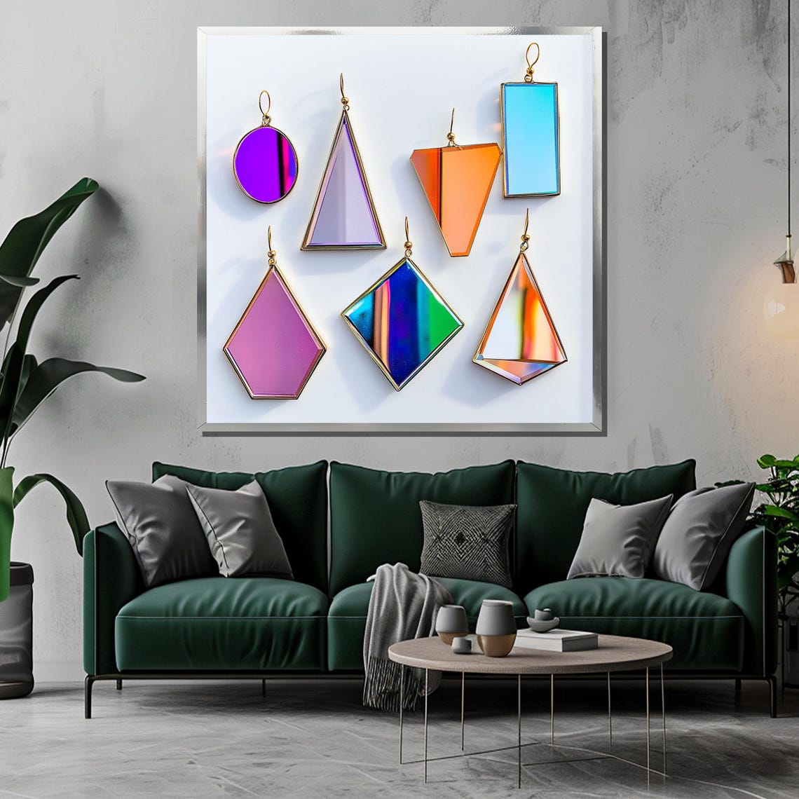 Geometric Mirror Earrings Colorful Acrylic Statement Jewelry Modern Iridescent Dangle Earrings Unique Gift For Women - Image 3