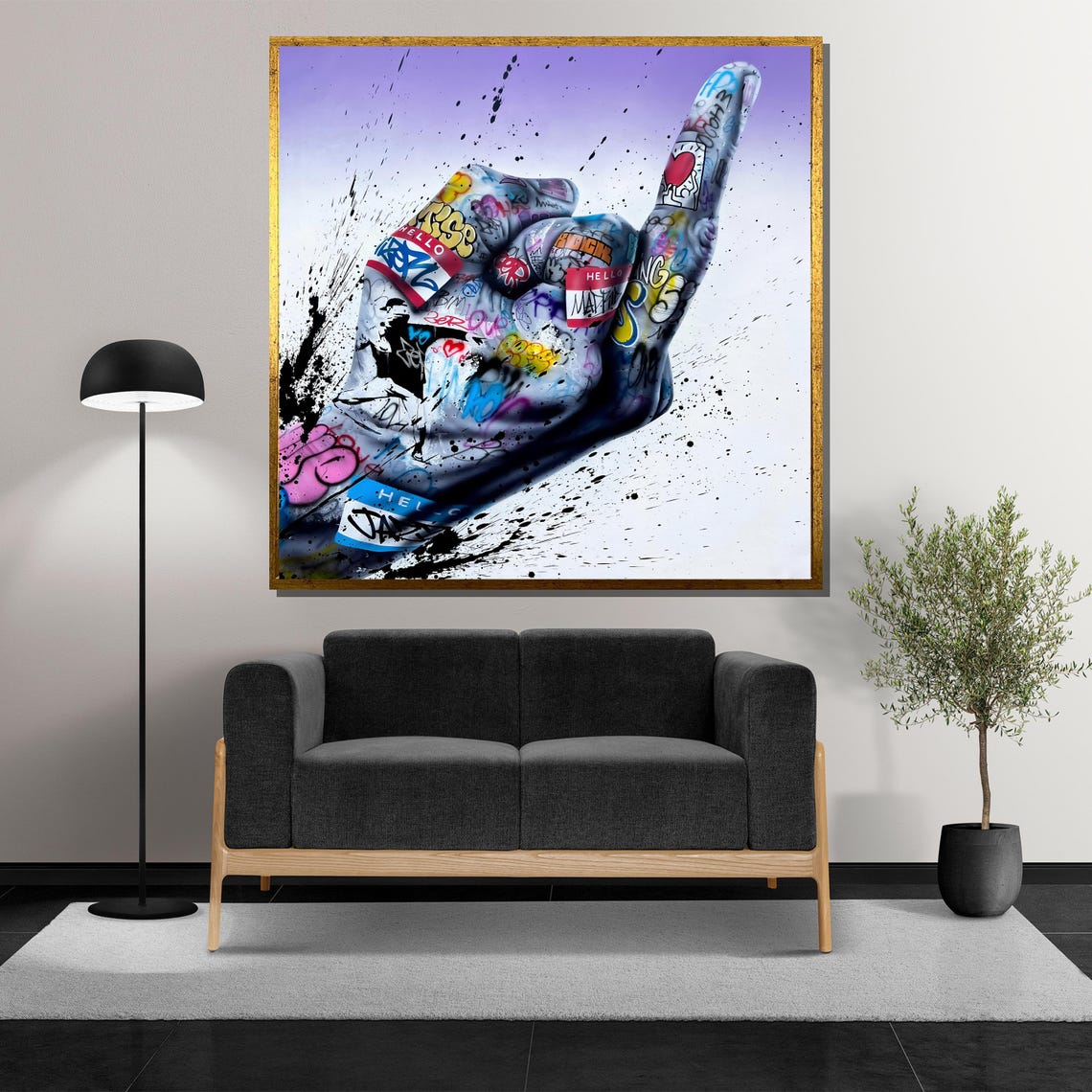 Street Art Hand Gesture Painting Urban Graffiti Style Bold Art Gift For Contemporary Home Decor And Art Enthusiasts - Image 5
