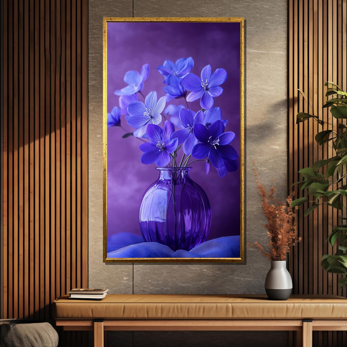 Elegant Violet Purple Flowers In Glass Vase Dreamy Floral Poster - Image 5