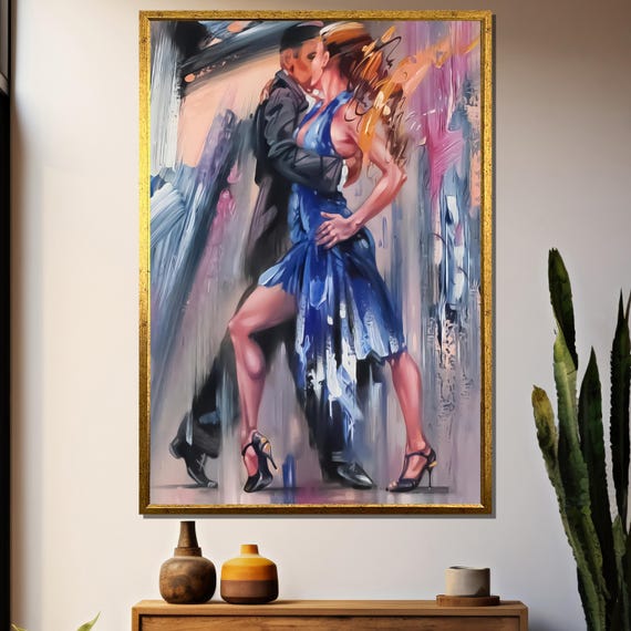 Passionate Tango Dance Painting Expressive Art Gift For Dance Lovers And Romantic Home Decor