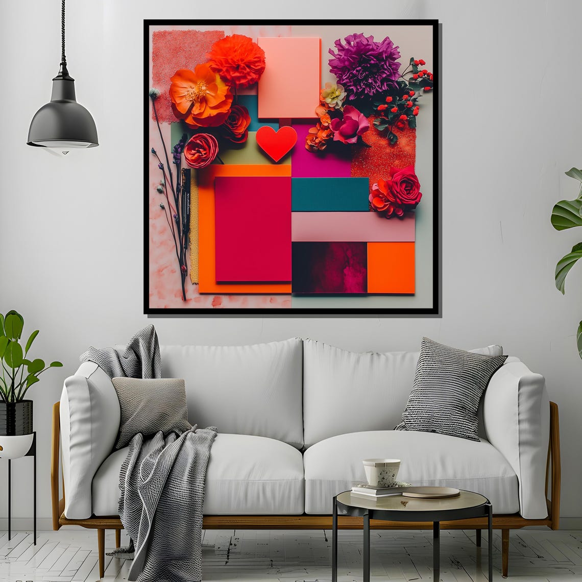 Vibrant Romantic Floral Heart Collage Colorful Botanical Art Poster - Image 4