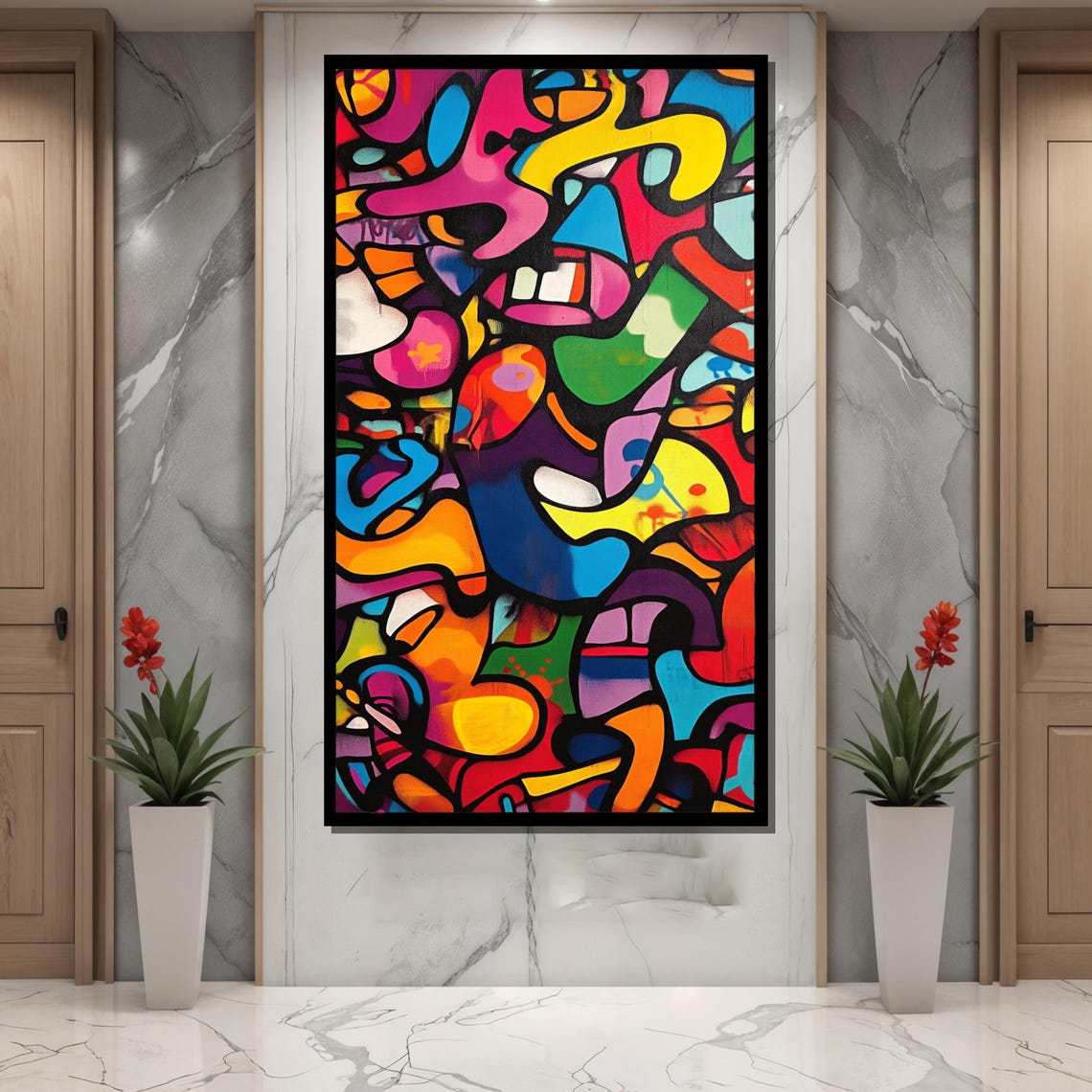 Colorful Abstract Graffiti Painting Vibrant Urban Street Art Modern Pop Art Wall Decor Contemporary Bold Artwork Unique Gift Idea - Image 4