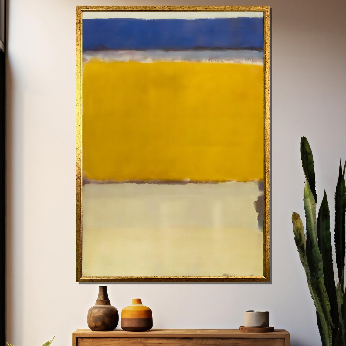Sunny Yellow And Cobalt Blue Layered Abstract Color Field Poster