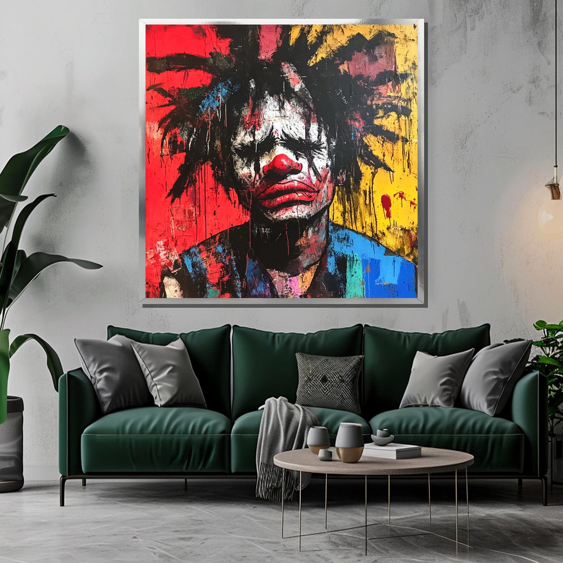 Sad Clown Expressionist Portrait With Red Nose Wild Hair Poster - Image 3