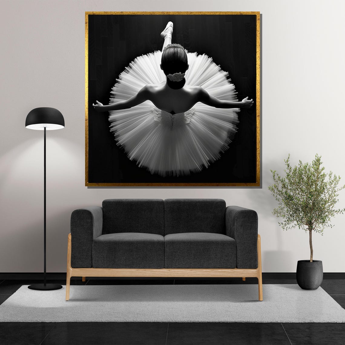 Graceful Ballerina In Black And White Top View Painting Of Ballet Dance Ideal Gift For Dance And Art Lovers - Image 5