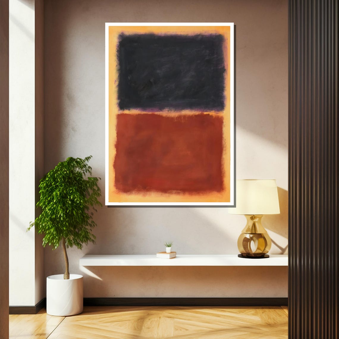 Mark Rothkos Untitled Bold Black And Warm Earthy Tones Abstract Painting Contemporary Art Gift For Minimalist Decor - Image 2