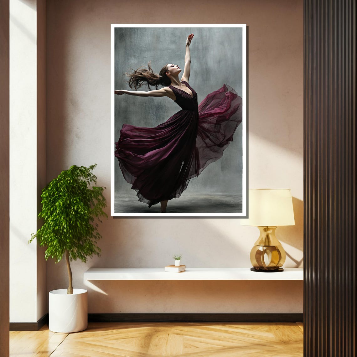 Graceful Ballet Dancer Painting Elegant Flowing Motion Art For Sophisticated Gift And Home Decor - Image 2