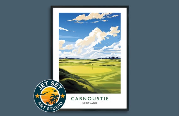 Famous Carnoustie Scotland Golf Course Links Fairway Travel Poster