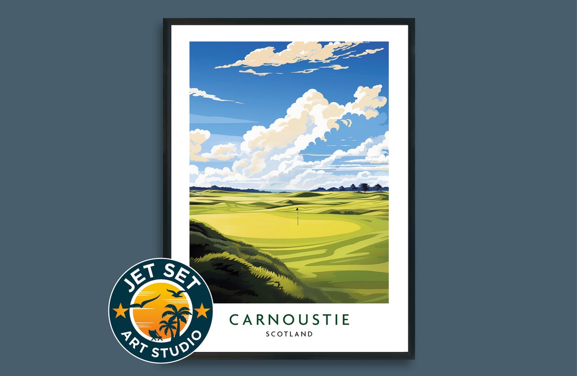 Famous Carnoustie Scotland Golf Course Links Fairway Travel Poster