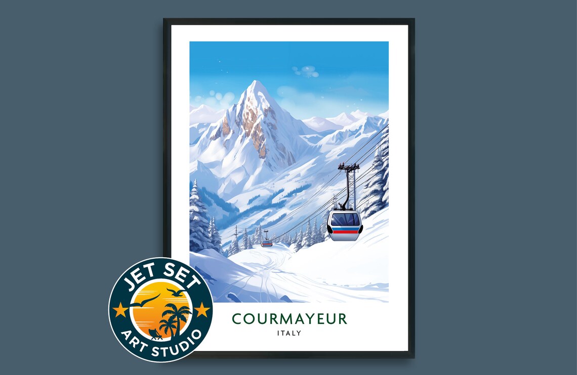 Courmayeur Italy Travel Poster, Alpine Place Print