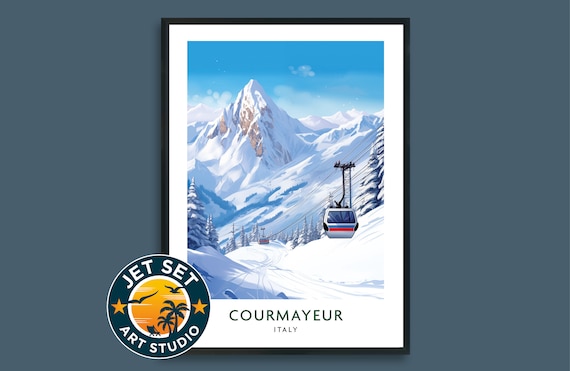 Courmayeur Italy Travel Poster, Alpine Place Print