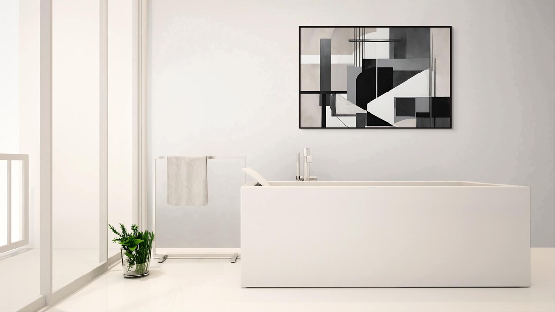 Black And White Geometric Abstract Minimalist Modern Line Poster - Image 4