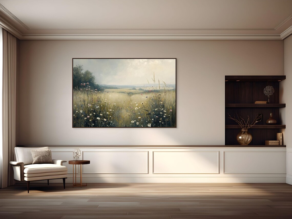 Vintage Wildflower Meadow Daisy Field Soft Pastel Floral Poster - Image 4