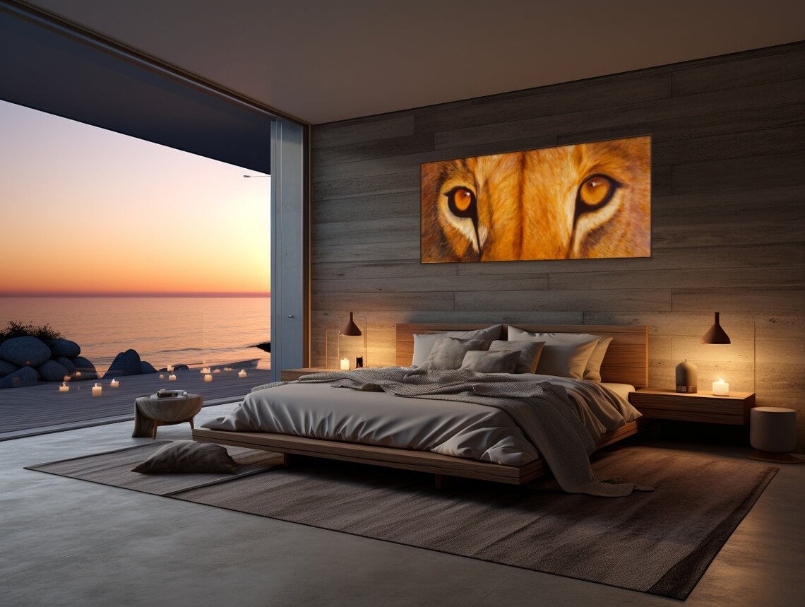 Majestic Lion Eyes Close Up Panoramic Wildlife Big Cat Wall Poster - Image 3
