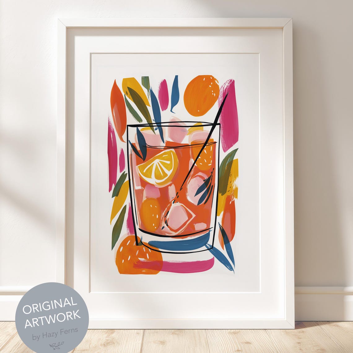 Mojito Cocktail Colorful Modern Gouache Bar Drink Kitchen Wall Art