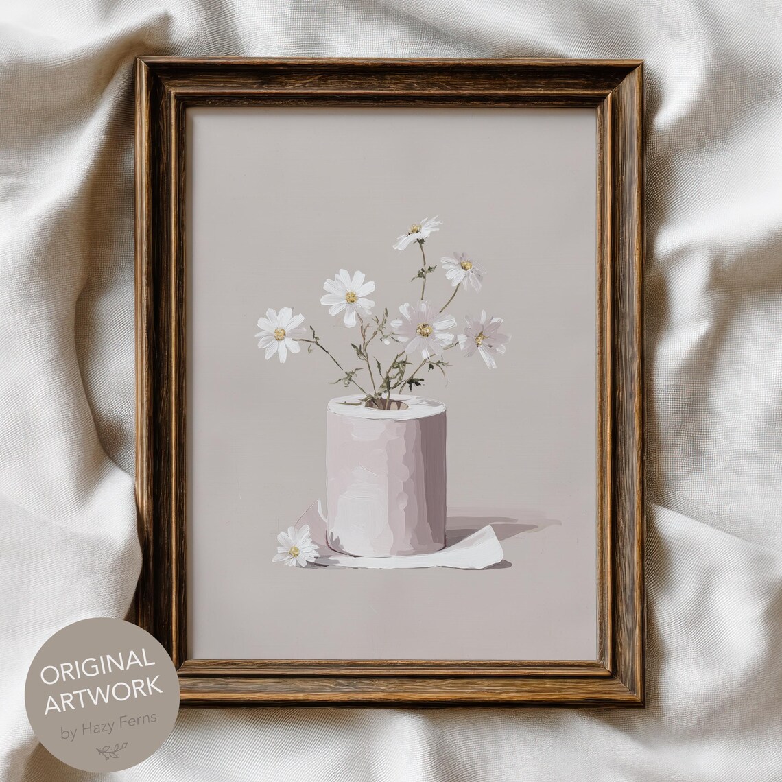 Toilet Paper With Flowers Minimalist Surrealist Print