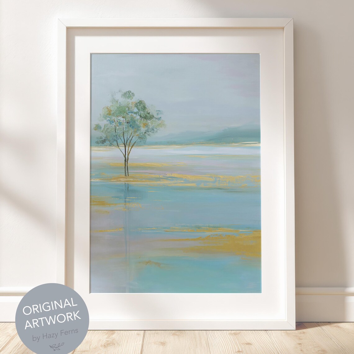 Pastel Landscape With Tree, Minimalist Art Print