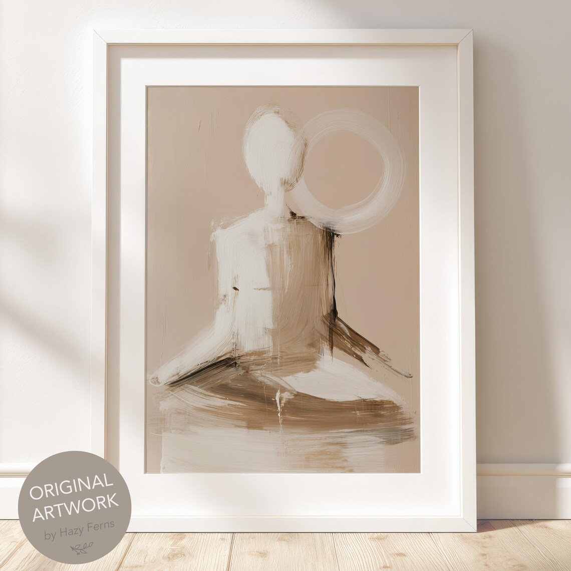 Minimalist Yoga Print Beige Abstract Mountain Pose
