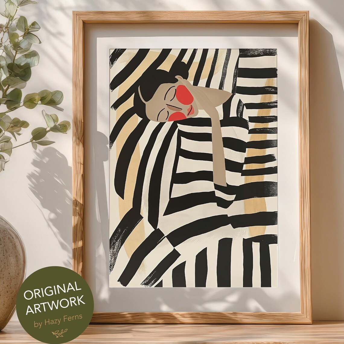 Abstract Woman Resting Art Print, Minimalist Decor