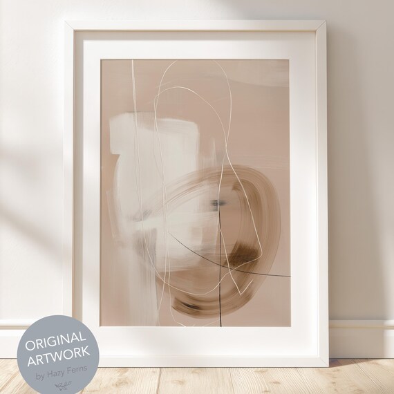 Neutral Earthy Abstract Circles Print Beige Calm Boho Wall Art
