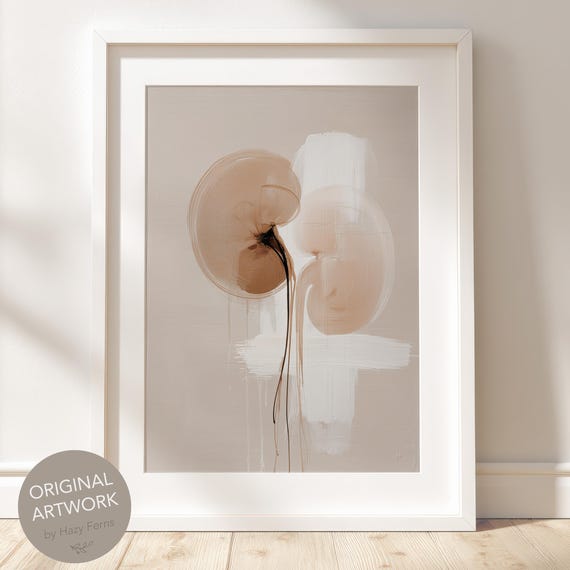 Abstract Kidneys Anatomy Print Beige Medical Wall Art