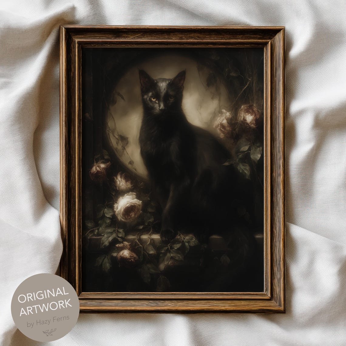 Black Cat With Yellow Eyes Gothic Symbolic Print