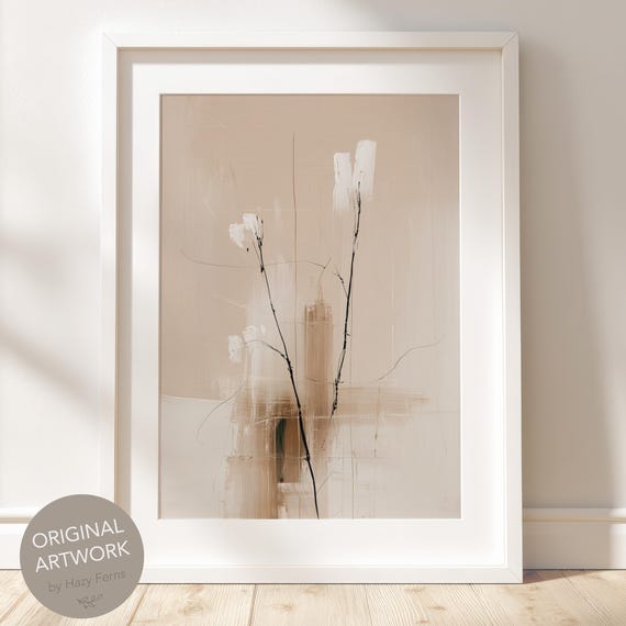 Minimalist Beige Tree Branch Print Neutral Botanical Wall Art