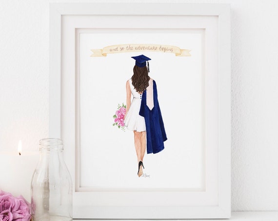 Graduation Personalized Print Graduation Day Art Gift Graduation Girl Fashion Illustration