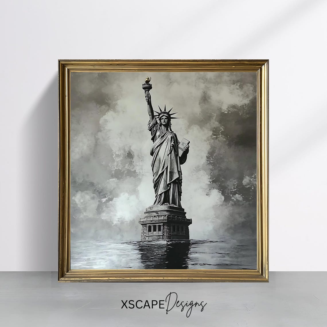 Statue Of Liberty Monochrome NYC Landmark Torch Black And White Poster