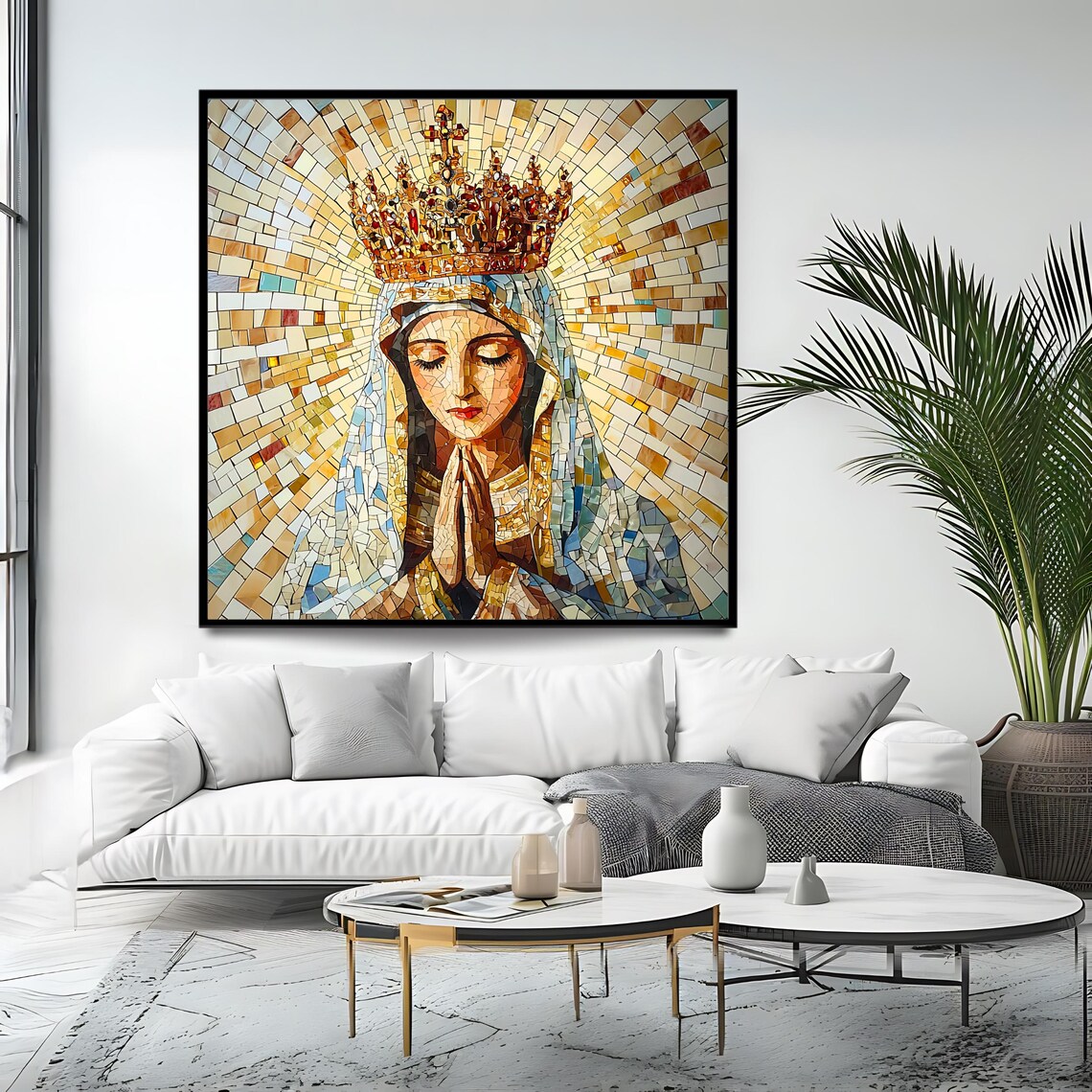 Blessed Virgin Mary Mosaic Art Print, Catholic - Image 4