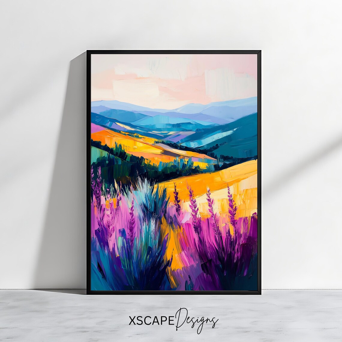 Lavender Field Abstract Landscape, Nature Decor