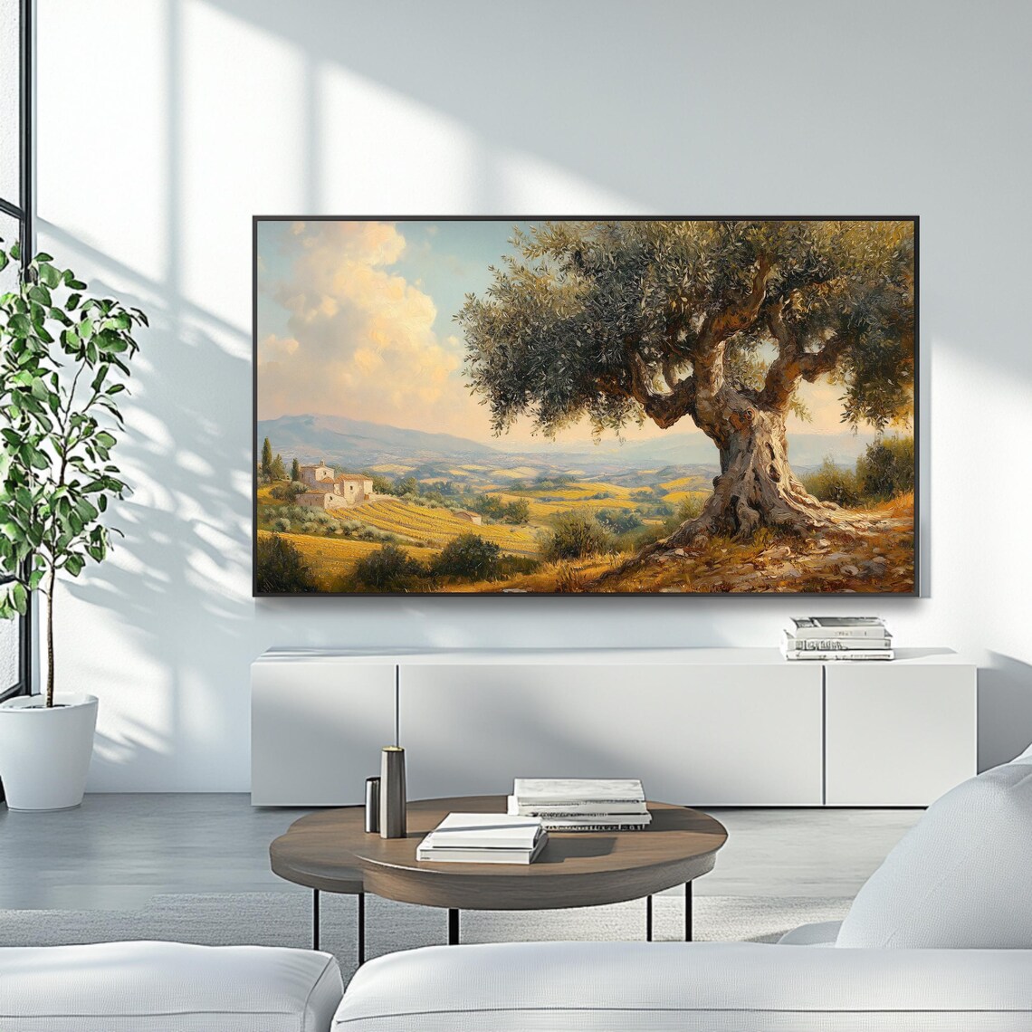 Mediterranean Olive Tree Rustic Landscape Art Print - Image 4