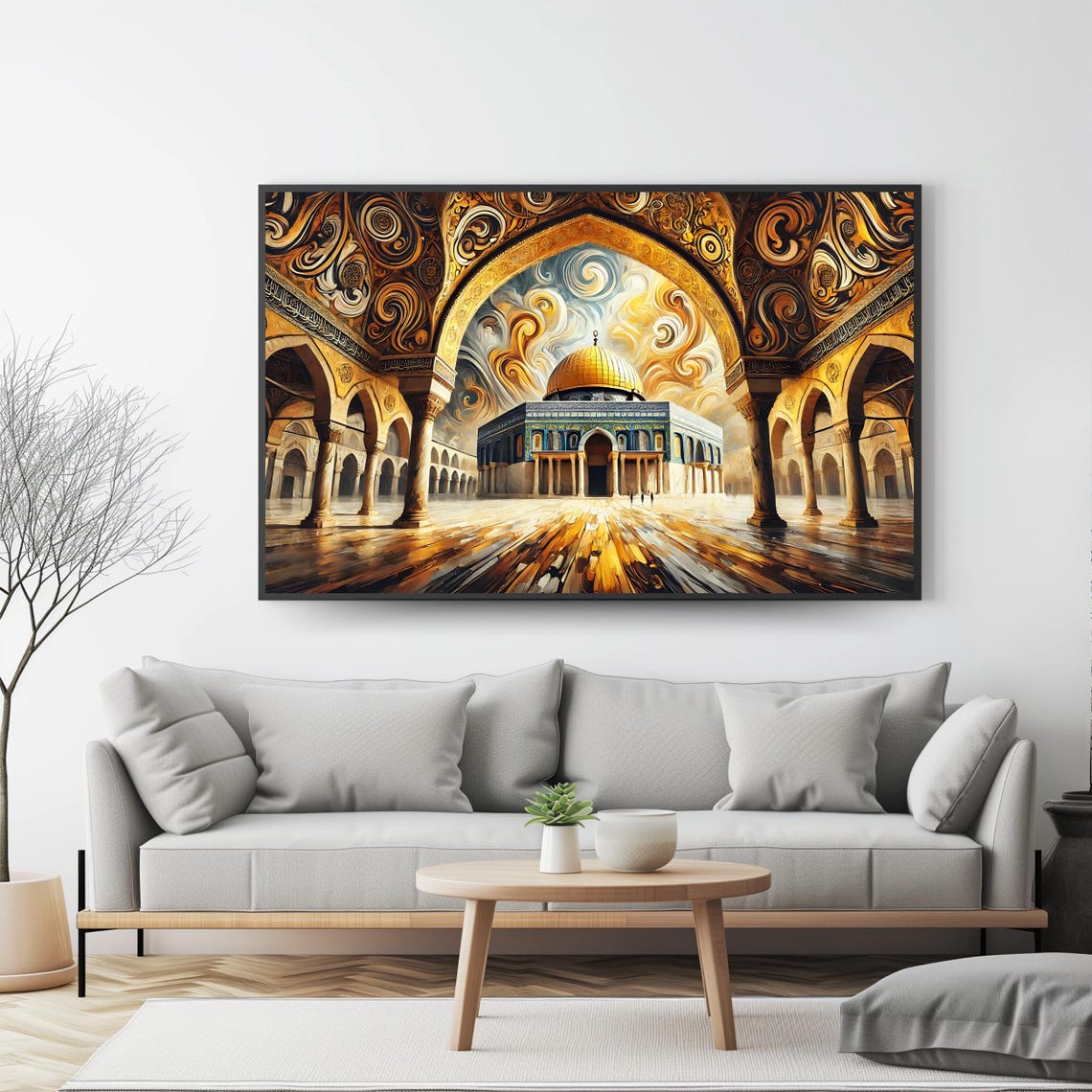Dome Of The Rock Golden Dome Courtyard Swirling Sky Islamic Poster - Image 4