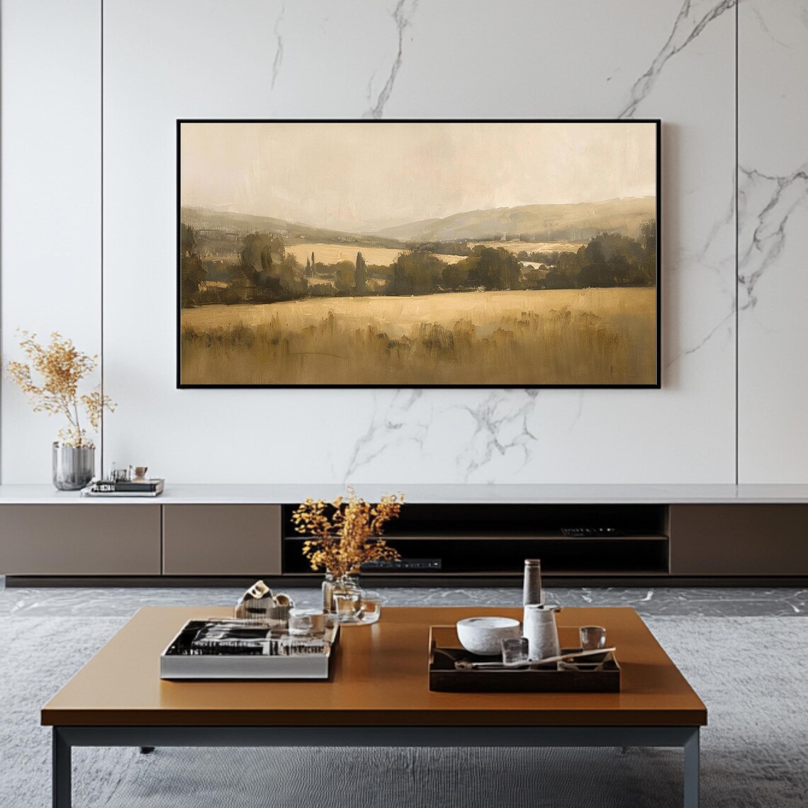 Tranquil Golden Countryside Landscape Minimalist Travel Poster - Image 2