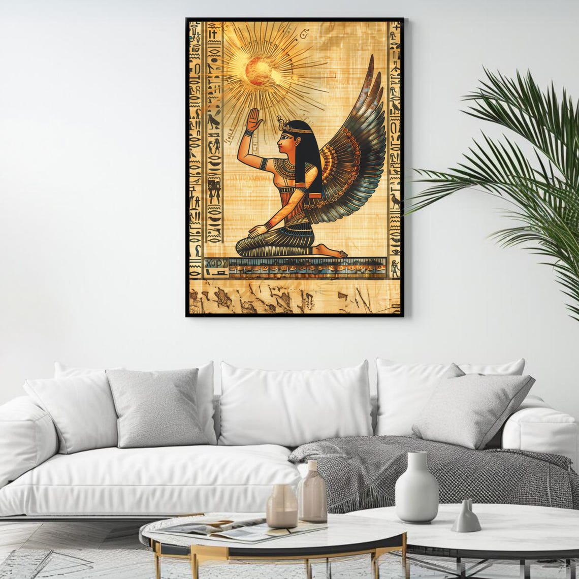 Ancient Egyptian Goddess Maat Papyrus Hieroglyph Sun Mythology Poster - Image 4
